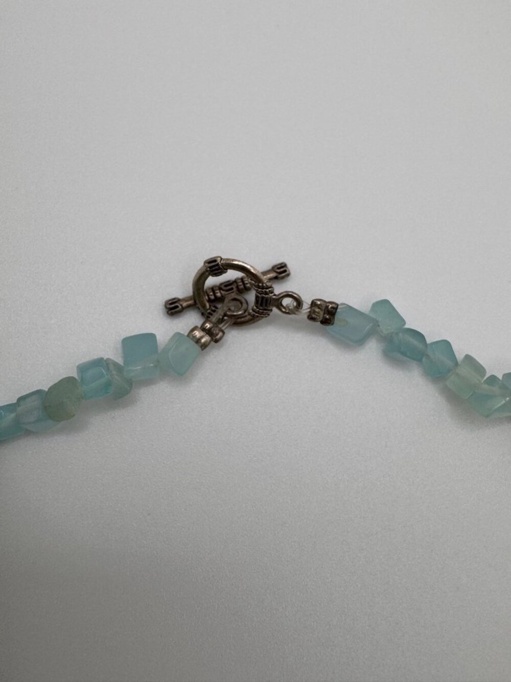 Aqua Satin Glass Double Strand Necklace 20” Twisted Beaded Vintage Style - Picture 3 of 7